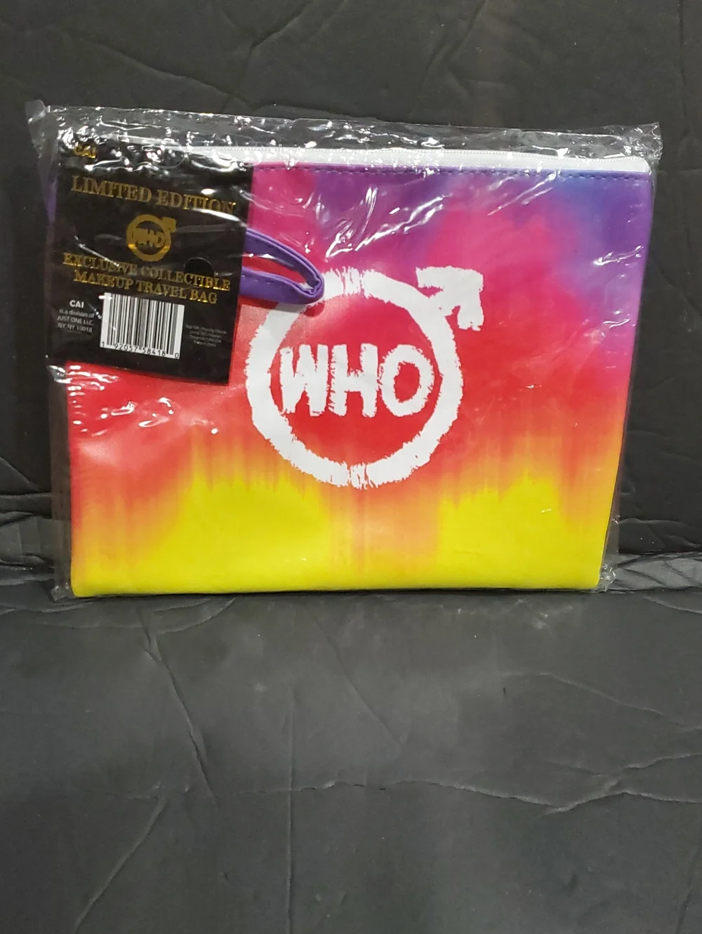 The Who tie dye watercolor psychedelic effect travel makeup cosmetics bag new